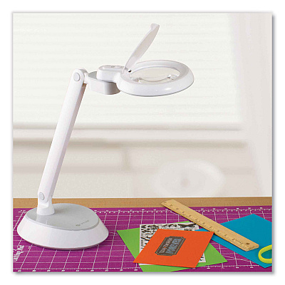 OttLite Space-Saving LED Magnifier Desk Lamp, 14" High, White (OTTG97WGCFFP)