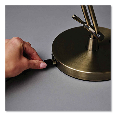 OttLite Wellness Series Refine LED Desk Lamp, 27" High, Antiqued Brass (OTTF1D83BR9SHPR)