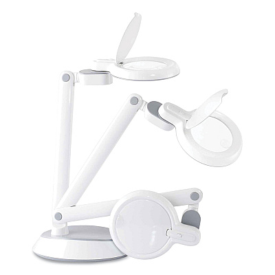 OttLite Space-Saving LED Magnifier Desk Lamp, 14" High, White (OTTG97WGCFFP)