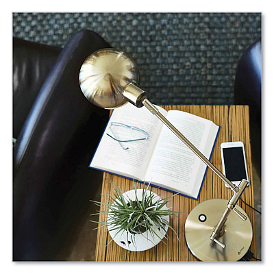 OttLite Wellness Series Refine LED Desk Lamp, 27" High, Antiqued Brass (OTTF1D83BR9SHPR)