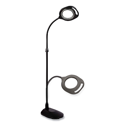 OttLite 2-in-1 LED Magnifier Floor and Table Light, 39.5" High, Black (OTT438PN9)