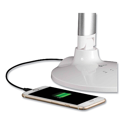 OttLite Wellness Series Command LED Desk Lamp with Voice Assistant, 17.75" to 29" High, Silver (OTTCS59029SHPR)