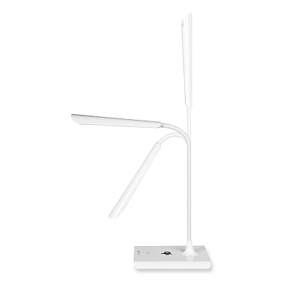 OttLite Wellness Series Power Up LED Desk Lamp, 13" to 21" High, White (OTTCS030QISHPR)