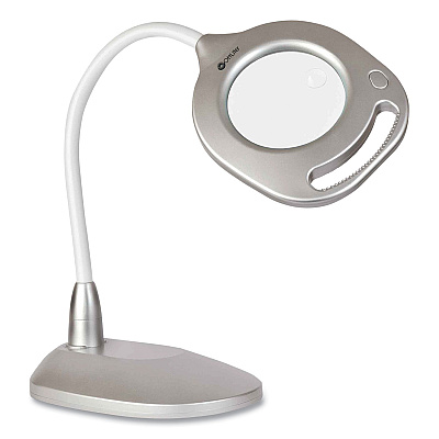 OttLite 2-in-1 LED Magnifier Floor and Table Light, 39.5" High, Silver/White (OTT43828CSHPR)