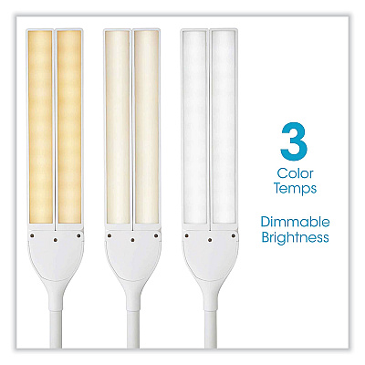 OttLite Wellness Series Pivot LED Desk Lamp with Dual Shades, 13.25" to 26" High, White (OTTCSN5900C)