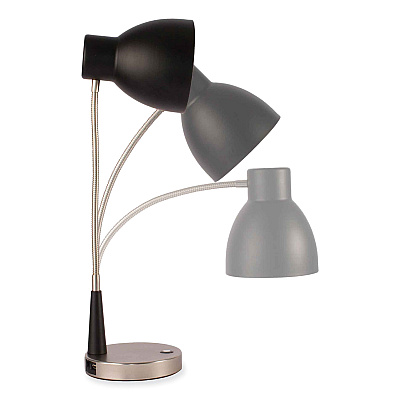 OttLite Wellness Series Adjust LED Desk Lamp, 3" to 22" High, Silver/Matte Black (OTTCS01KC9SHPR)