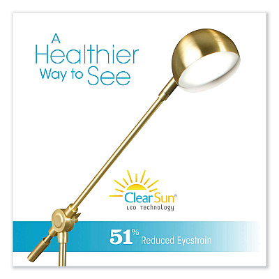 OttLite Wellness Series Direct LED Desk Lamp, 4" to 18" High, Brass (OTTCS01BS9SHPR)