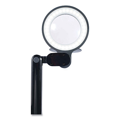 OttLite Space-Saving LED Magnifier Desk Lamp, 14" High, Black (OTTG97BGCFFP)