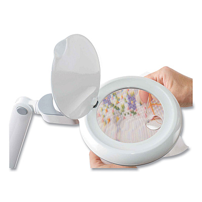 OttLite Space-Saving LED Magnifier Desk Lamp, 14" High, White (OTTG97WGCFFP)