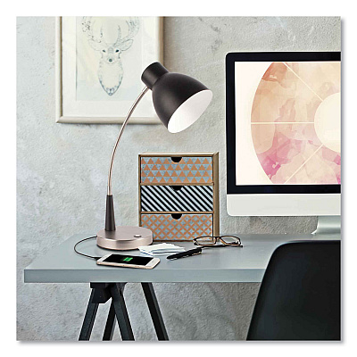 OttLite Wellness Series Adjust LED Desk Lamp, 3" to 22" High, Silver/Matte Black (OTTCS01KC9SHPR)