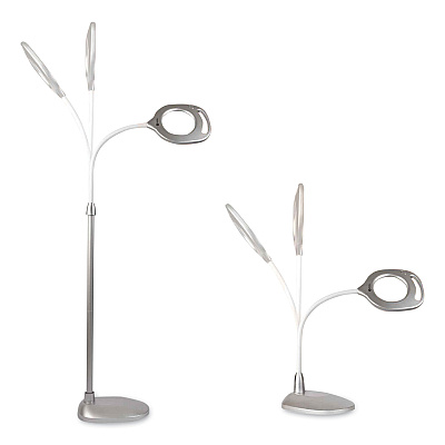OttLite 2-in-1 LED Magnifier Floor and Table Light, 39.5" High, Silver/White (OTT43828CSHPR)