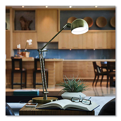 OttLite Wellness Series Refine LED Desk Lamp, 27" High, Antiqued Brass (OTTF1D83BR9SHPR)