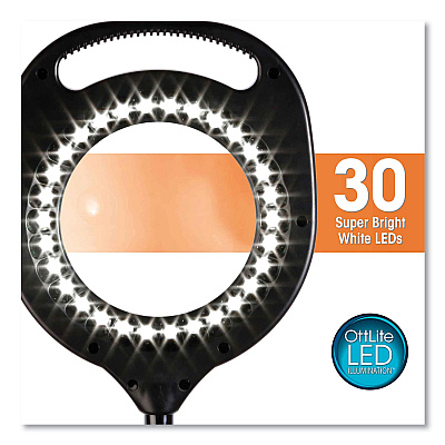 OttLite 2-in-1 LED Magnifier Floor and Table Light, 39.5" High, Black (OTT438PN9)