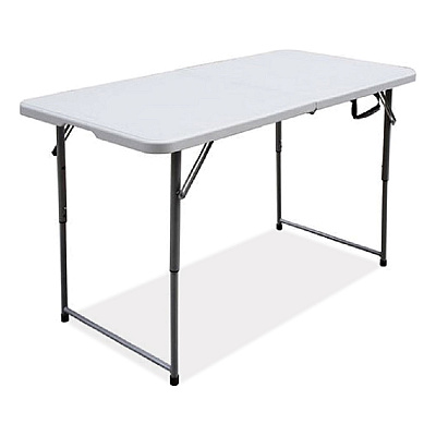 Iceberg Bifold Resin Folding Table, Rectangular, 48" x 23.6" x 29.1", White Granite Top, Gray Base/Legs, 2/Pack (ICE61243)