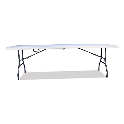 Iceberg Bifold Resin Folding Table, Rectangular, 94.5" x 29.9" x 30", White Granite Top, Gray Base/Legs, 2/Pack (ICE61273)