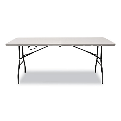 Iceberg Bifold Resin Folding Table, Rectangular, 70.9" x 29.1" x 30", White Granite Top, Gray Base/Legs, 2/Pack (ICE61263)