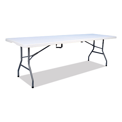 Iceberg Bifold Resin Folding Table, Rectangular, 94.5" x 29.9" x 30", White Granite Top, Gray Base/Legs, 2/Pack (ICE61273)