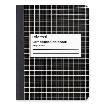Universal Quad Rule Composition Book, Quadrille Rule (4 sq/in), Black Marble Cover, (100) 9.75 x 7.5 Sheets, 6/Pack (UNV20957)