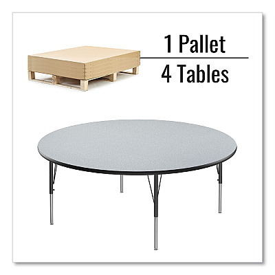 Correll Height Adjustable Activity Table, Round, 60" x 19" to 29", Gray Granite Top, Black Legs, 4/Pallet (CRL60TFRD1595K4)