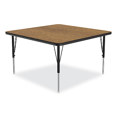 Correll Adjustable Activity Tables, Square, 48" x 48" x 19" to 29", Medium Oak Top, Black Legs, 4/Pallet (CRL4848TF0695K4)
