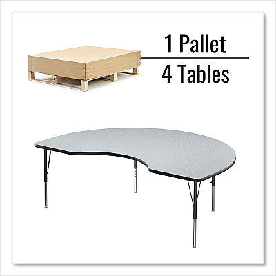 Correll Adjustable Activity Tables, Kidney Shaped, 72" x 48" x 19" to 29", Gray Top, Black Legs, 4/Pallet (CRL4872TF1595K4)