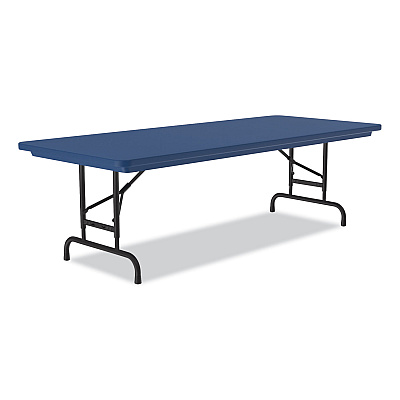 Correll Adjustable Folding Tables, Rectangular, 72" x 30" x 22" to 32", Blue Top, Black Legs, 4/Pallet (CRLRA3072274P)