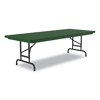 Correll Adjustable Folding Tables, Rectangular, 72" x 30" x 22" to 32", Green Top, Black Base, 4/Pallet (CRLRA3072294P)
