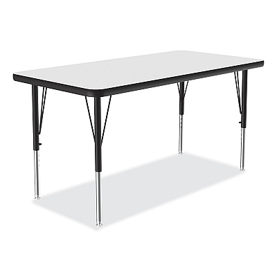 Correll Markerboard Activity Tables, Rectangular, 48" x 24" x 19" to 29", White Top, Black Legs, 4/Pallet (CRL2448DE80954P)