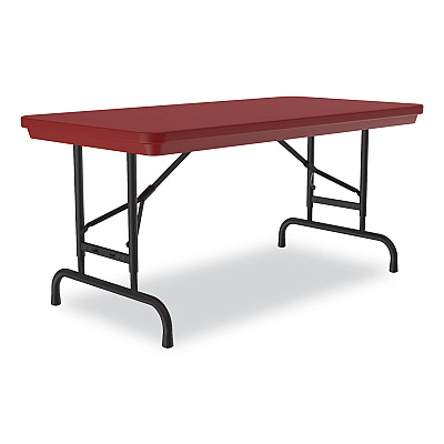 Correll Adjustable Folding Table, Rectangular, 48" x 24" x 22" to 32", Red Top, Black Legs, 4/Pallet (CRLRA2448254P)