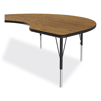 Correll Adjustable Activity Tables, Kidney Shape, 72" x 48" x 19" to 29", Oak Top, Black Legs, 4/Pallet (CRL4872TF0695K4)