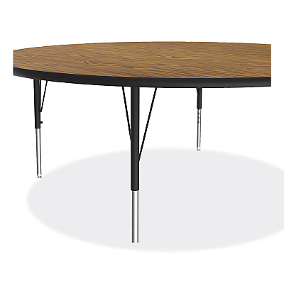 Correll Height Adjustable Activity Tables, Round, 60" x 19" to 29", Medium Oak Top, Black Legs, 4/Pallet (CRL60TFRD0695K4)