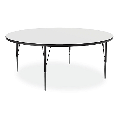 Correll Markerboard Activity Tables, Round, 60" x 19" to 29", White Top, Black/Silver Legs, 4/Pallet (CRL60DERD80954P)