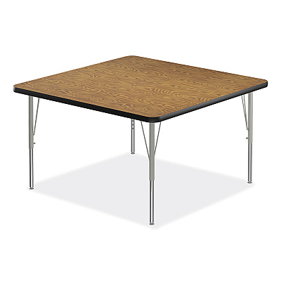 Correll Adjustable Activity Tables, Square, 48" x 48" x 19" to 29", Medium Oak Top, Silver Legs, 4/Pallet (CRL4848TF06954P)