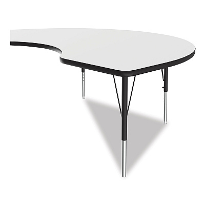 Correll Markerboard Activity Table, Kidney Shape, 72" x 48" x 19" to 29", White Top, Black Legs, 4/Pallet (CRL4872DE80954P)