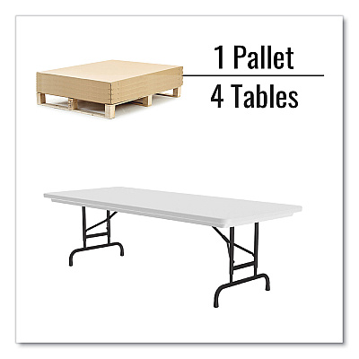 Correll Adjustable Folding Tables, Rectangular, 60" x 30" x 22" to 32", Gray Granite Top, Black Legs, 4/Pallet (CRLRA3060234P)