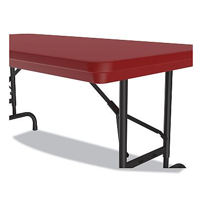 Correll Adjustable Folding Table, Rectangular, 48" x 24" x 22" to 32", Red Top, Black Legs, 4/Pallet (CRLRA2448254P)