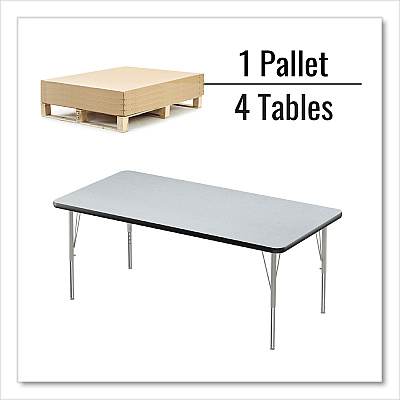 Correll Adjustable Activity Table, Rectangular, 60" x 30" x 19" to 29", Granite Top, Black Legs, 4/Pallet (CRL3060TF15954P)