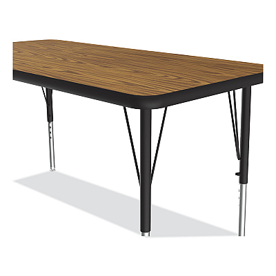 Correll Adjustable Activity Table, Rectangular, 48" x 24" x 19" to 29", Medium Oak Top, Black Legs, 4/Pallet (CRL2448TF0695K4)