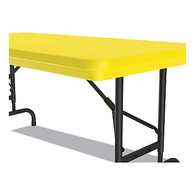 Correll Adjustable Folding Table, Rectangular, 48" x 24" x 22" to 32", Yellow Top, Black Legs, 4/Pallet (CRLRA2448284P)