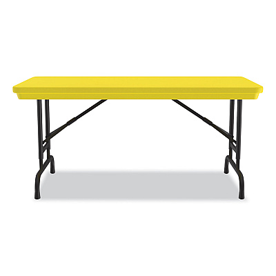 Correll Adjustable Folding Table, Rectangular, 48" x 24" x 22" to 32", Yellow Top, Black Legs, 4/Pallet (CRLRA2448284P)