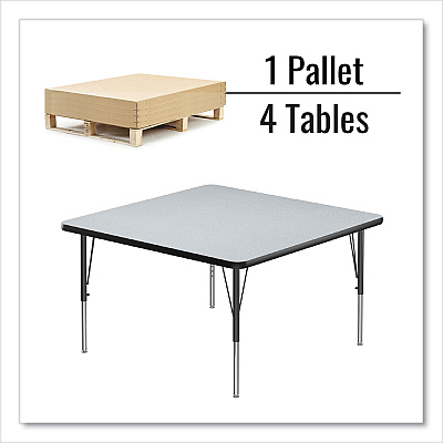 Correll Adjustable Activity Tables, Square, 48" x 48" x 19" to 29", Gray Top, Black Legs, 4/Pallet (CRL4848TF1595K4)