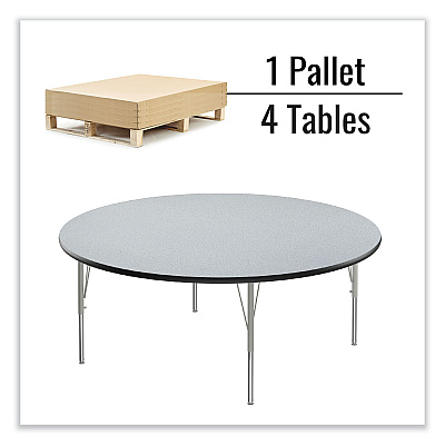 Correll Height Adjustable Activity Tables, Round, 60" x 19" to 29", Gray Granite Top, Gray Legs, 4/Pallet (CRL60TFRD15954P)