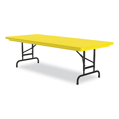 Correll Adjustable Folding Tables, Rectangular, 72" x 30" x 22" to 32", Yellow Top, Black Legs, 4/Pallet (CRLRA3072284P)