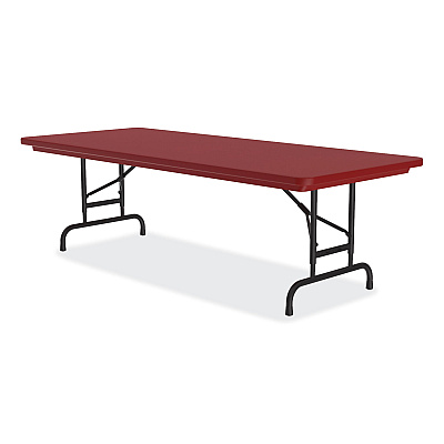 Correll Adjustable Folding Tables, Rectangular, 60" x 30" x 22" to 32", Red Top, Black Legs, 4/Pallet (CRLRA3060254P)