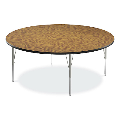 Correll Height Adjustable Activity Tables, Round, 60" x 19" to 29", Medium Oak Top, Gray Legs, 4/Pallet (CRL60TFRD06954P)