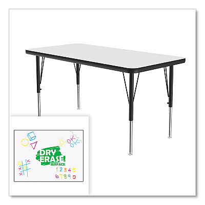 Correll Markerboard Activity Tables, Rectangular, 48" x 24" x 19" to 29", White Top, Black Legs, 4/Pallet (CRL2448DE80954P)