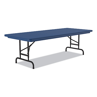 Correll Adjustable Folding Tables, Rectangular, 60" x 30" x 22" to 32", Blue Top, Black Legs, 4/Pallet (CRLRA3060274P)