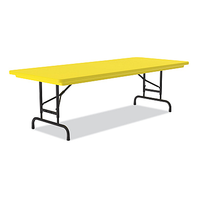 Correll Adjustable Folding Tables, Rectangular, 60" x 30" x 22" to 32", Yellow Top, Black Legs, 4/Pallet (CRLRA3060284P)