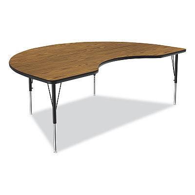 Correll Adjustable Activity Tables, Kidney Shape, 72" x 48" x 19" to 29", Oak Top, Black Legs, 4/Pallet (CRL4872TF0695K4)