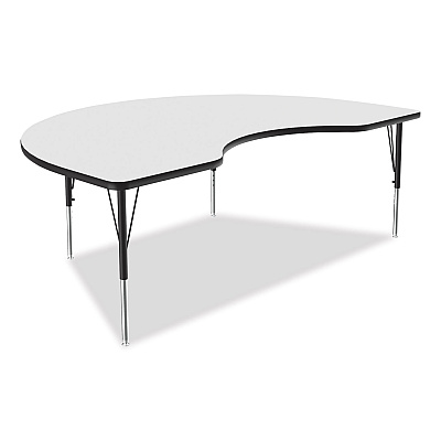 Correll Markerboard Activity Table, Kidney Shape, 72" x 48" x 19" to 29", White Top, Black Legs, 4/Pallet (CRL4872DE80954P)